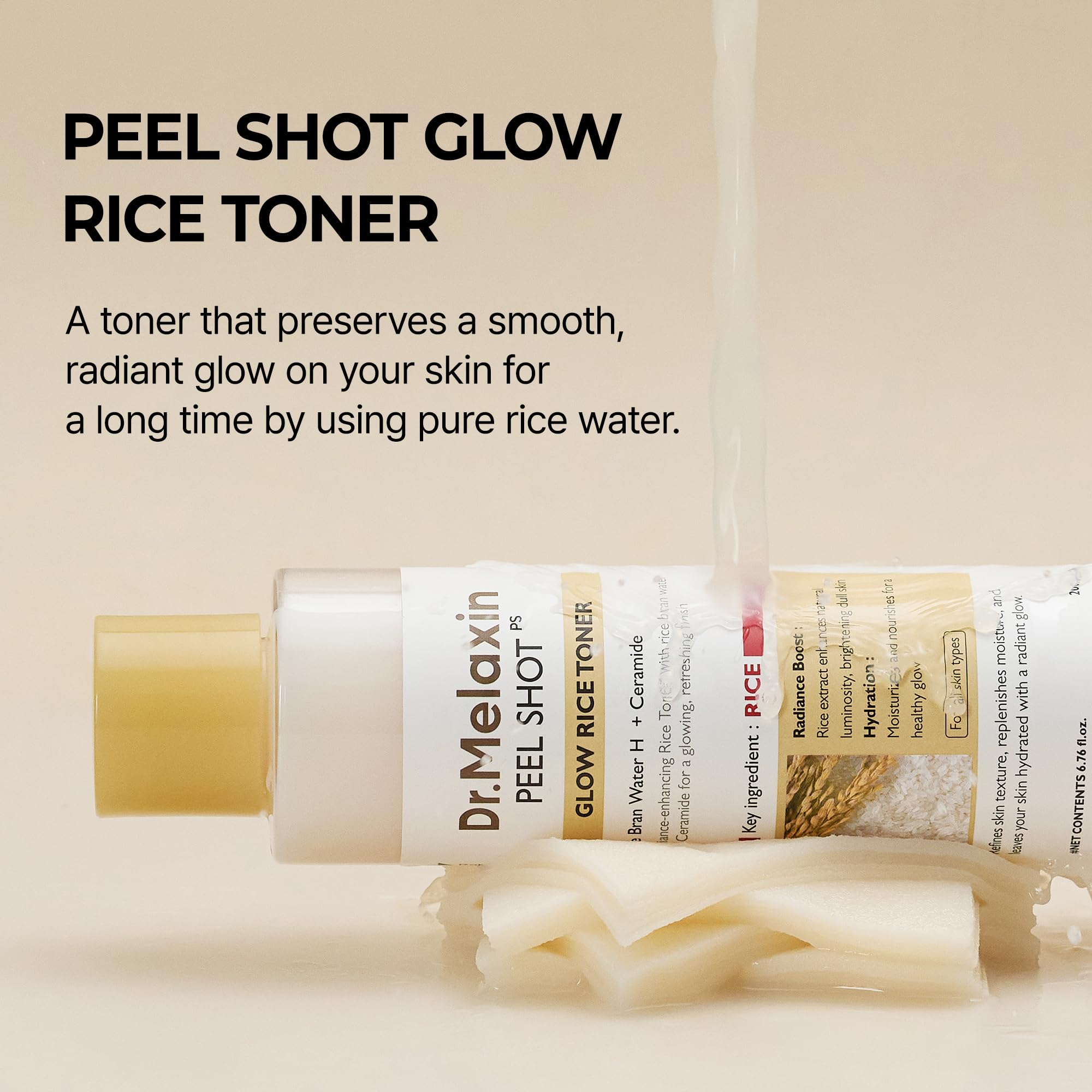 dr.melaxin Peel Shot glowe Rice Toner 200ml hydrated Skin Cleansing Skin