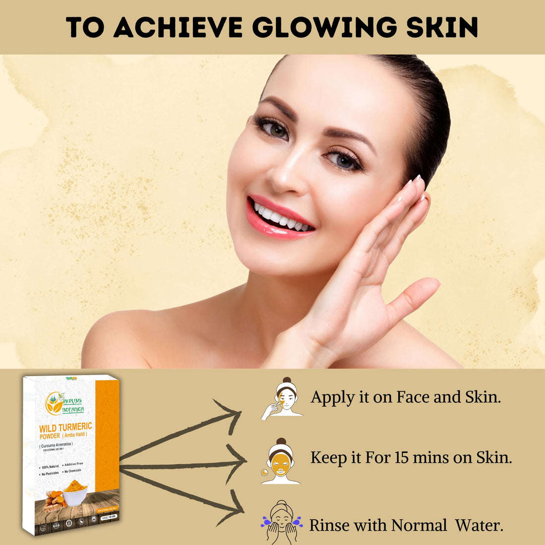 Herbs Botanica Wild Turmeric Powder 100% Pure Kasturi Turmeric for Face, Skin Care & DIY Beauty – Natural Powder for Acne, Dark Spots & Hyperpigmentation 5.3 oz Resealable Pack