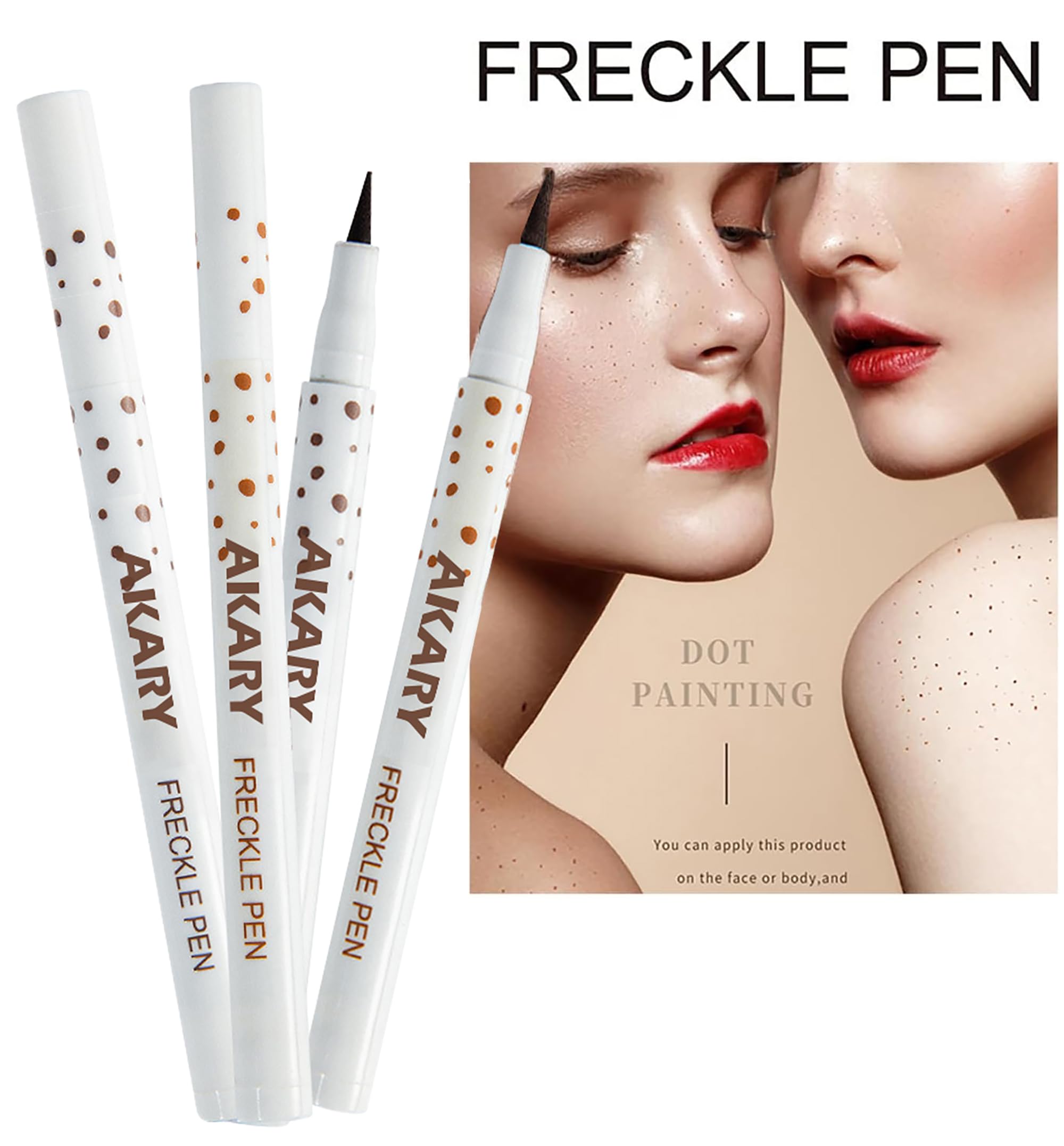 Freckle Pen Professional Lifelike Face Concealer Point Out Natural Waterproof Longlasting Soft Artificial Freckles Fine Makeup Freckle Pen Life Face Decoration (#04 Dark Brown)