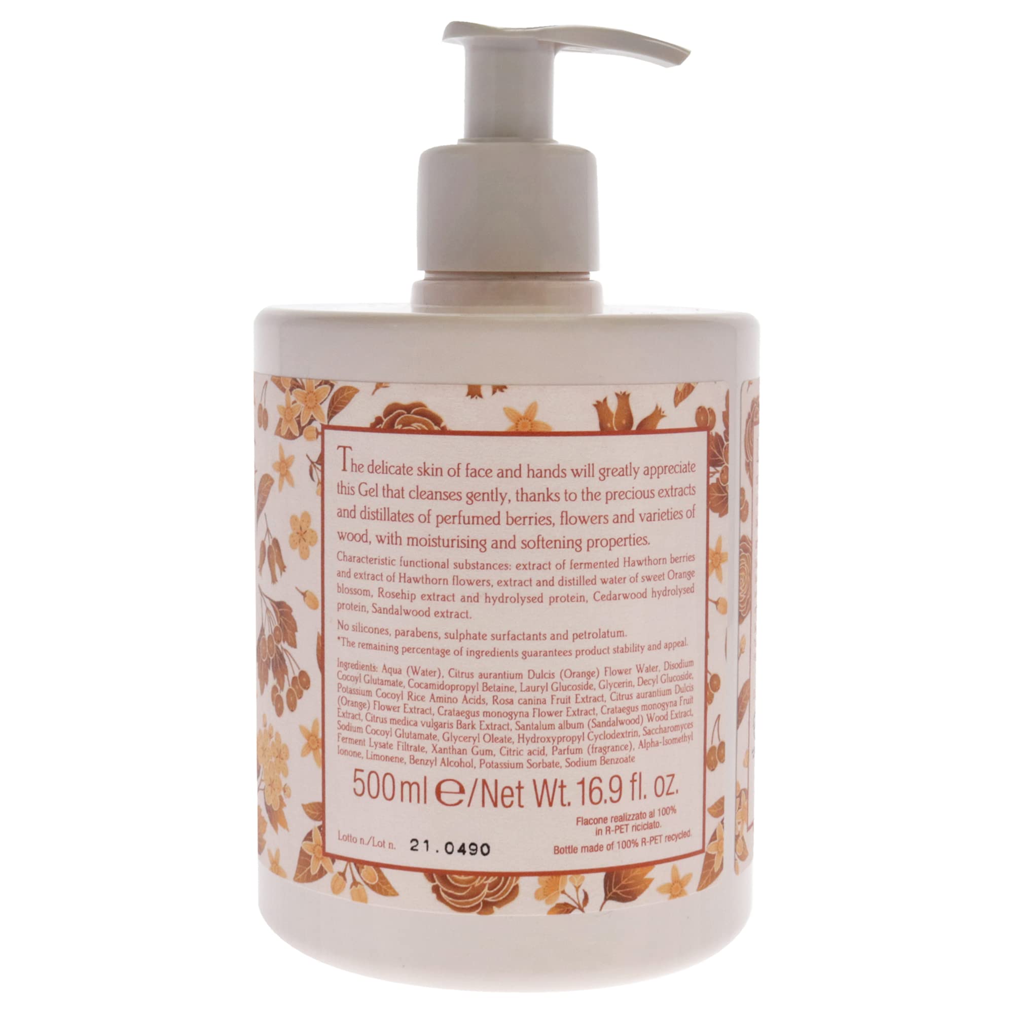 L'Erbolario Berries Flowers Wood Cleansing Gel Face and Hands - Cleanser Face Wash for Dry, Oily Skin - Facial Cleanser Scented Removes Makeup and Sweat - Hand Cleanser for Sensitive Skin - 16.9 oz