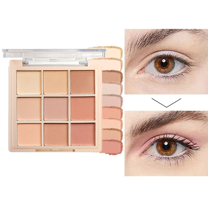 MEICOLY 9 Colors Glitter Eyeshadow Palette, Long Lasting Shimmer Eye Makeup, Waterproof Matte Shade, Eye Shadow Makeup, Light Flesh