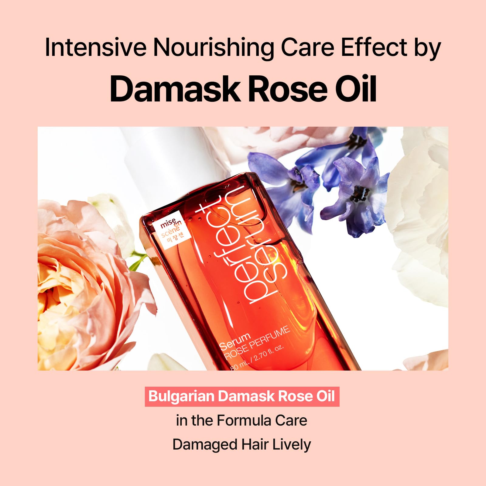 MISEENSCENE Perfect Serum with Argan Oil Anti-Frizz Hydration for Damaged, Bleached Hair 80ml(2.7oz) (Rose Perfume Serum)