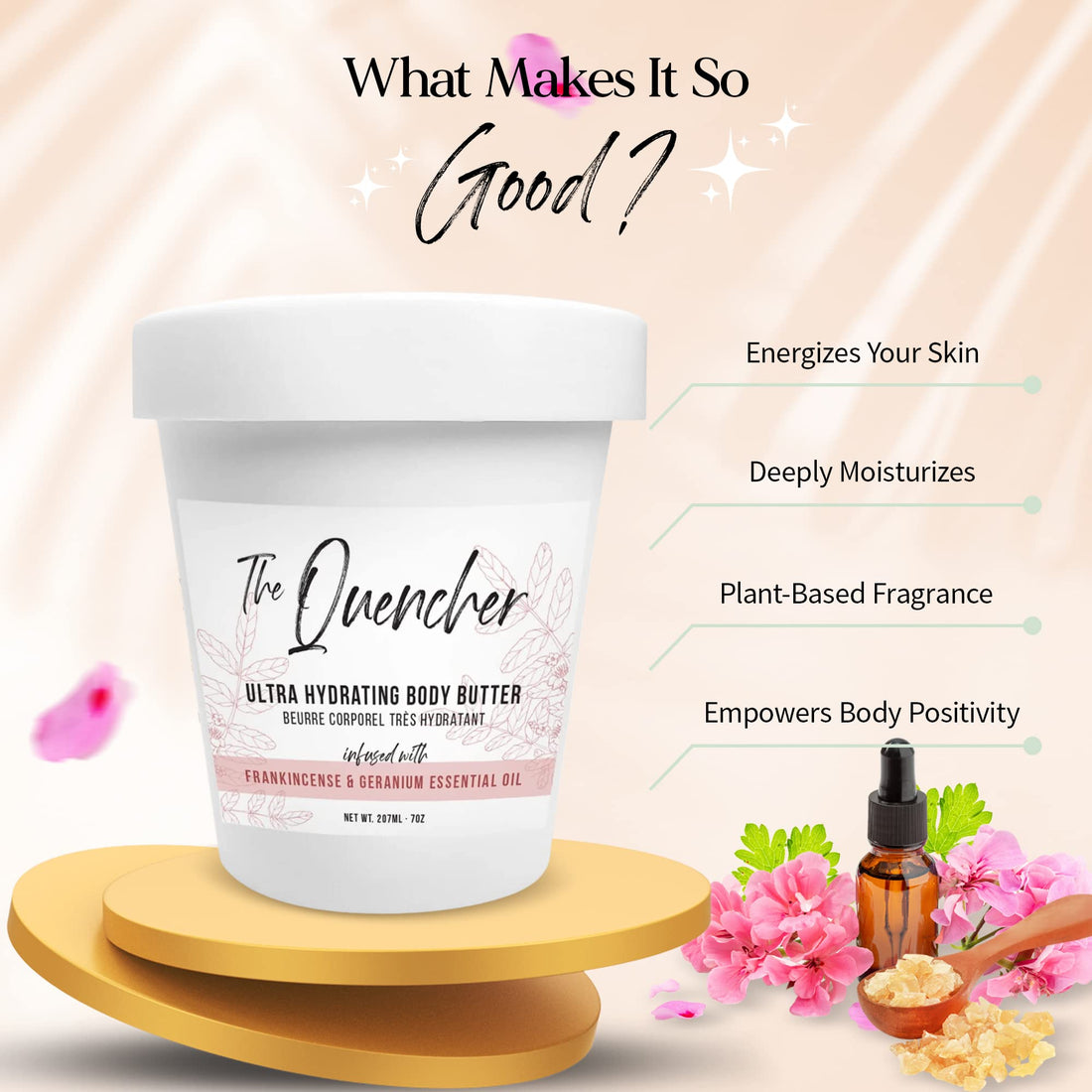 Naturally Vain The Quencher Ultra Hydrating Body Butter, Body Lotion, Moisturizing Lotion, Dry Skin, Shea Butter, Geranium Essential Oil, Frankincense Essential Oil, Hydrating