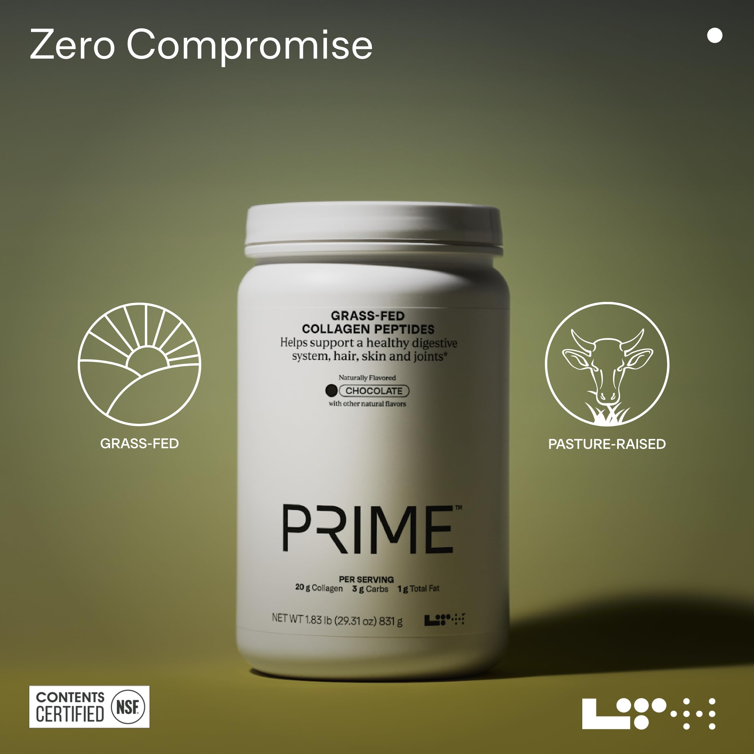 LTH Prime Collagen Peptides - Premium Collagen Powder for Digestive Health - Supports Healthy Joints, Hair, Nails & Skin - Hydrolyzed Collagen from Grass-Fed Cows - Chocolate - 30 Servings