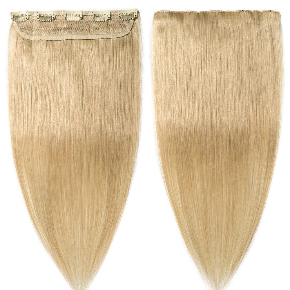S-noilite Clip In Remy Human Hair Extensions One Piece 5 Clips Remy Human Hair Straight Soft Extensions 3 4 Full Head Thicker 20-95g #613 Bleach Blonde