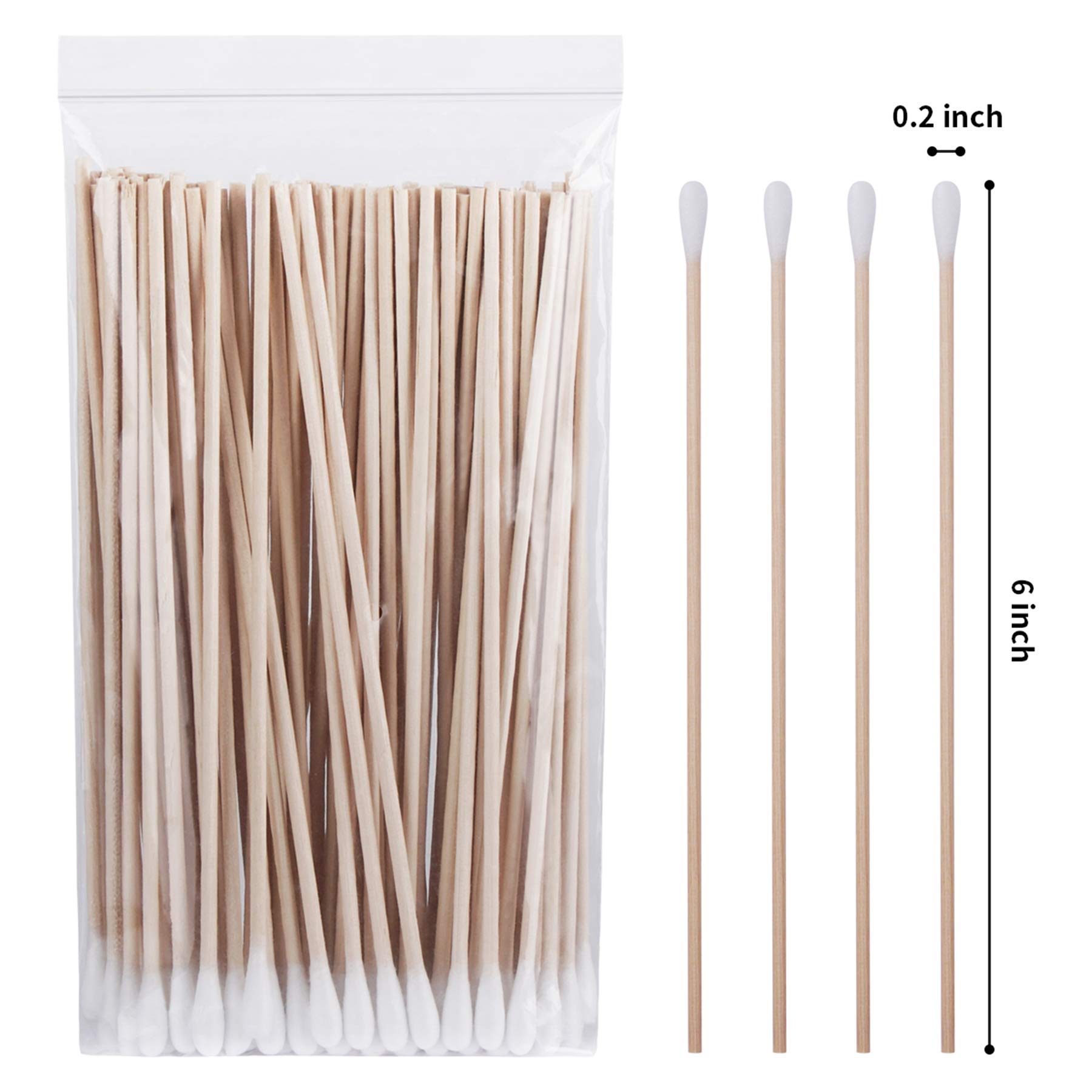 tifanso Cotton Swabs for Ears with Long Wooden Sticks 100 Count 6 Inches Cotton Tipped Swabs Wooden Cotton Swabs for Cleaning