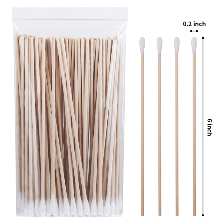 tifanso Cotton Swabs for Ears with Long Wooden Sticks 100 Count 6 Inches Cotton Tipped Swabs Wooden Cotton Swabs for Cleaning