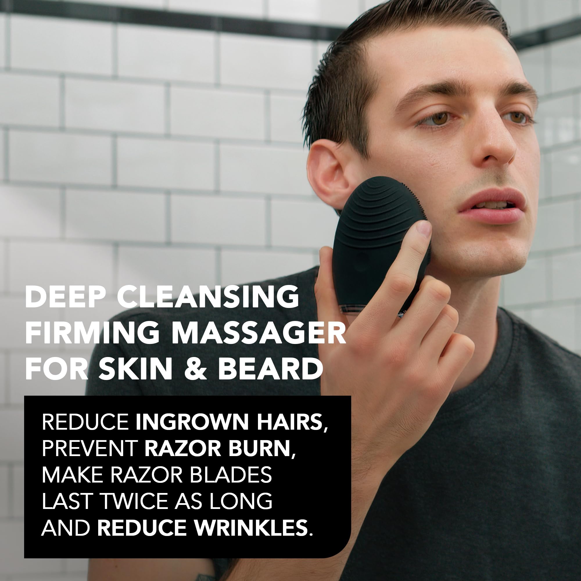FOREO LUNA 3 MEN Silicone Facial Cleansing & Firming Massage Brush for Skin and Beard, Shave Prep, Ultra-Hygienic,16 Intensities, 650 uses/USB Charge, App-connected, Waterproof, 2-year Warranty
