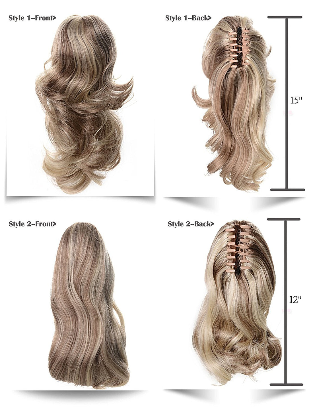 Lydell 12 Dual Use Straight Curly Styled Clip In Claw Ponytail Hair Extension Synthetic Hairpiece 125g with a jaw/claw clip (33A Dark Auburn)