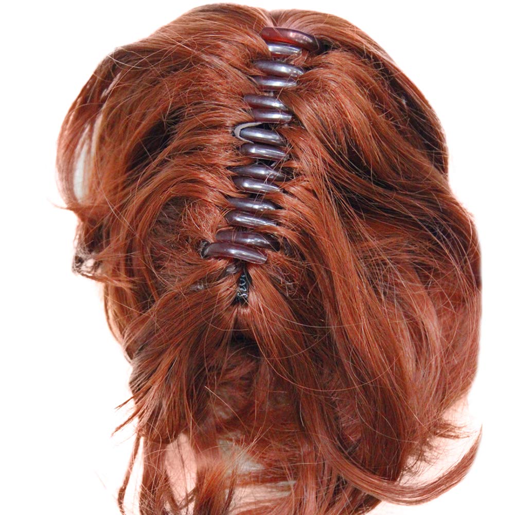 Wiginway Short Copper Red Curly Clip In Claw Ponytail Hair Extension Synthetic Hairpiece With A Jaw/Claw Clip