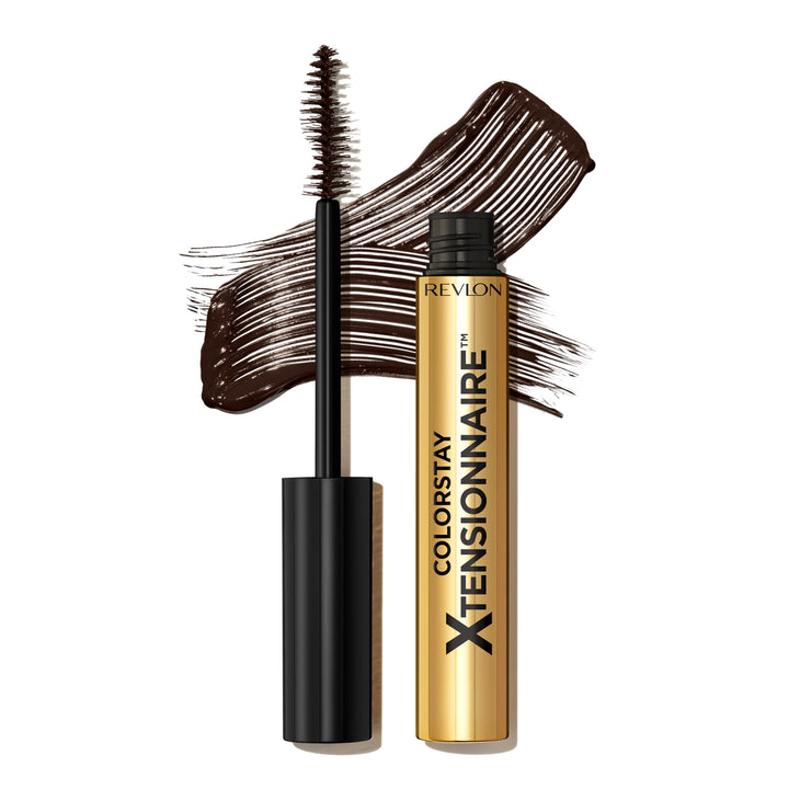 Revlon ColorStay Xtensionnaire Lengthening Lash Serum and Mascara In One, Tapered Brush for 2X Longer Looking Eyelashes, Infused with Pro Vitamin B5, Smudge-Proof, 203 Black Brown