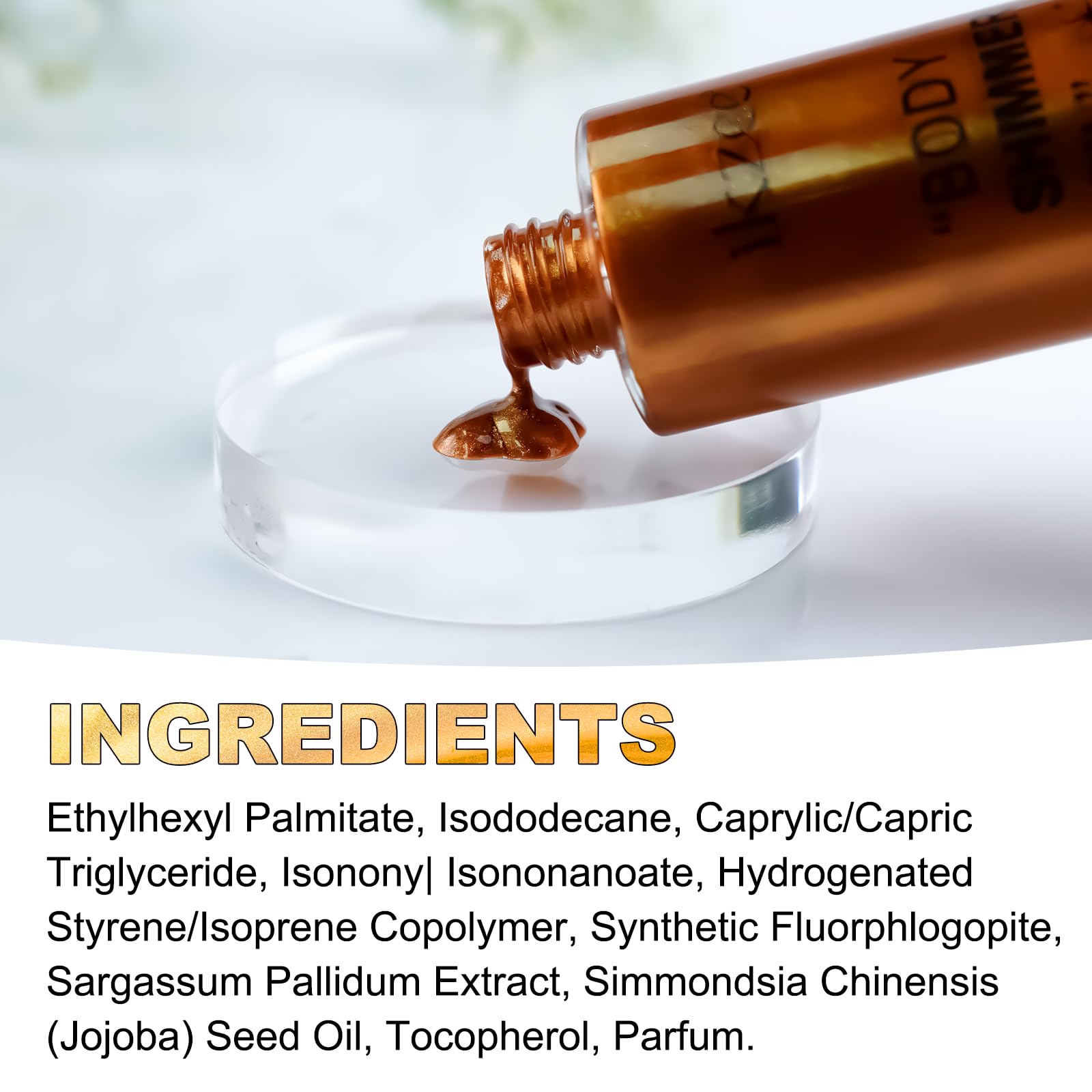 Body Shimmer Oil,Shimmering Body Oil,Bronze Face Brighten Glow Pearl Highlighter Illuminator Body Makeup Shine Glitter,Summer Body Glitter Moisturizing Glow Body Luminizer(3.4 Fl Oz)