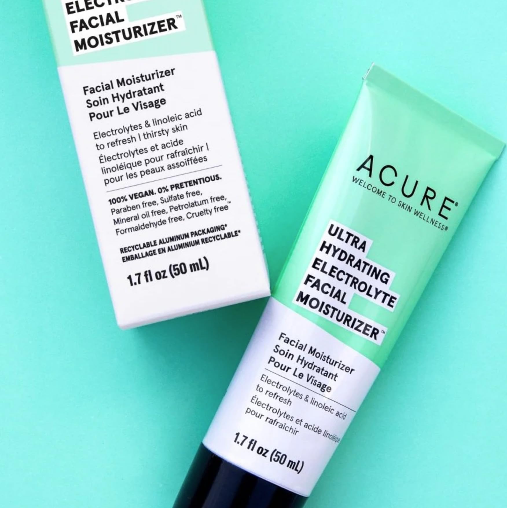 Acure Ultra Hydrating Electrolyte Facial Moisturizer | 100% Vegan | For Dry Skin | With Plant Squalane & Prickly Pear For Intense Moisture | Easily Absorbed 1.7 Fluid Ounce (Pack of 1)