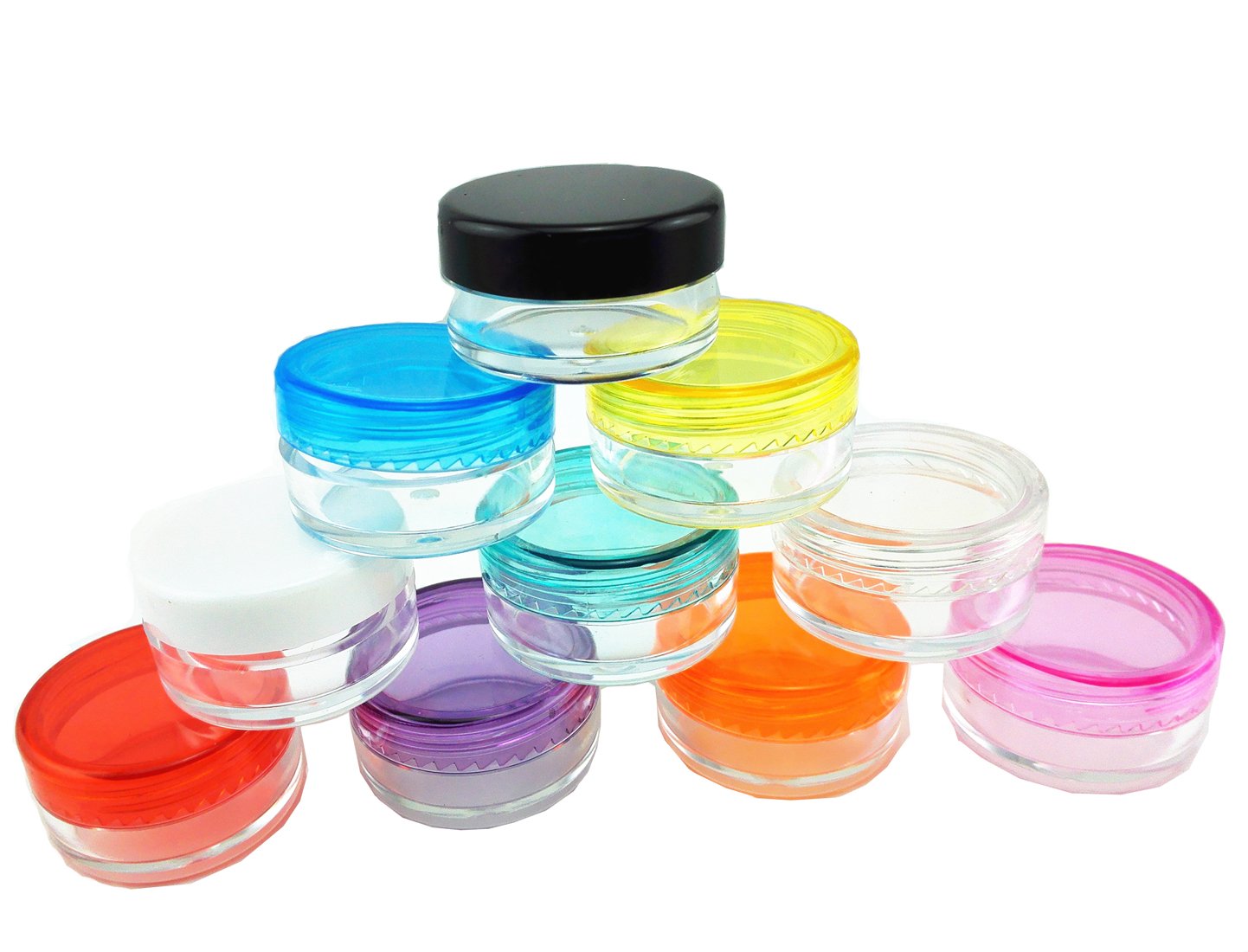 Yueton 10 Empty Clear Boday Multi Color Top Lid Plastic Sample Containers 5 Gram Size Cosmetic Containers Pot Jars Eyshadow Container Lot