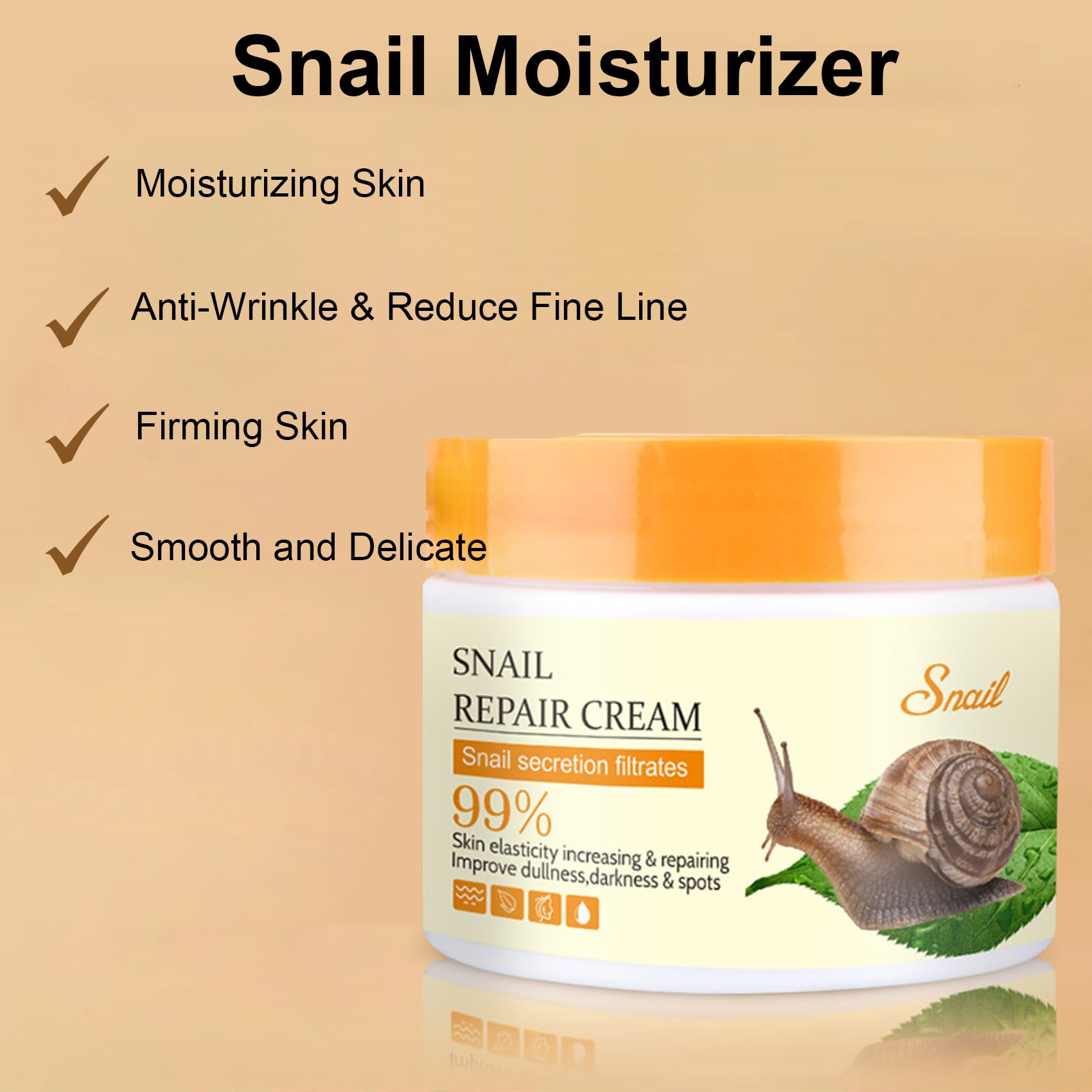 Snail Repair Cream, Snail Moisturizer with Snail Secretion Filtrate, Repair Damage Skin, Ruduce Fine Line, Hydration Snail Face Cream for Dry Skin, Snail Mucin Essence for Women Skin Care