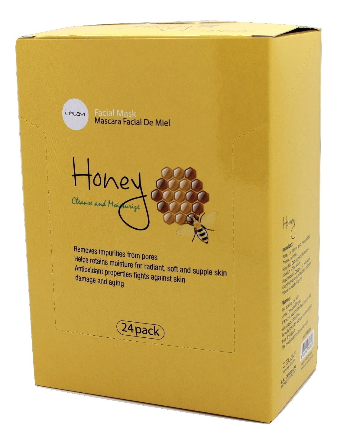 Celavi Essence Facial Mask Paper Sheet Korea Skin Care Moisturizing 24 Pack (Honey)
