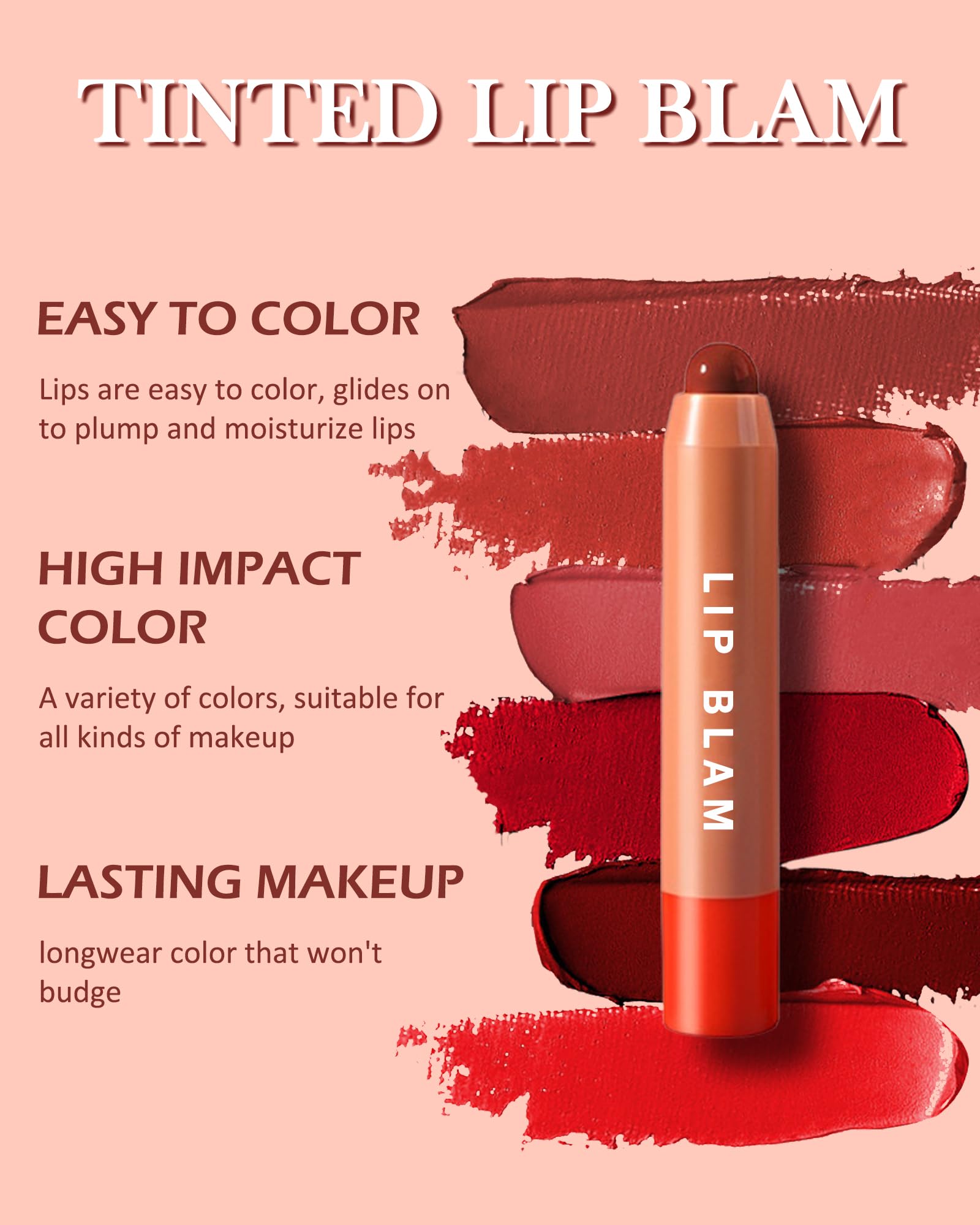 Hydrating Tinted Lip Balm Set-3Pcs Gloss Lip Balm Plumper,Long Lasting Lipgloss Creamy Lipstick,Lightweight High-Pigment Lip Stain Pen Lip Crayon Stick,Valentine's Day Makeup Gift for Women-Set A