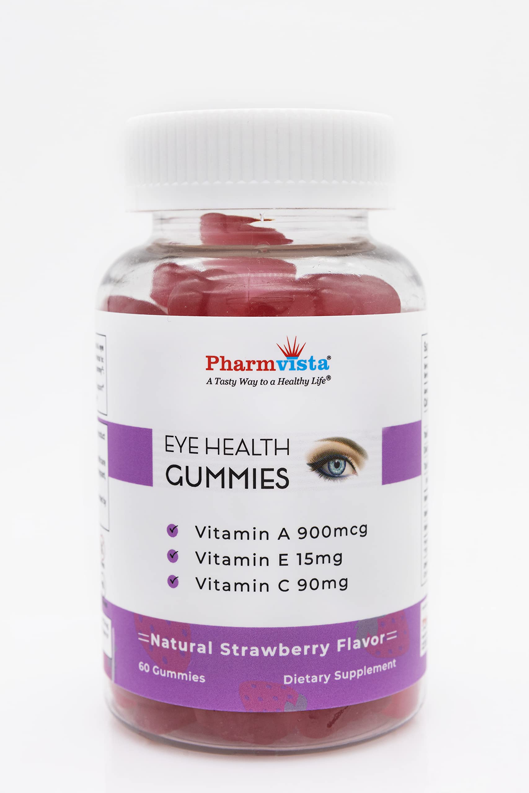 Pharmvista Eye Health Support Gummy - Vitamin A + C + E - Gluten Free, Vegan Friendly Supplement - 60 Count