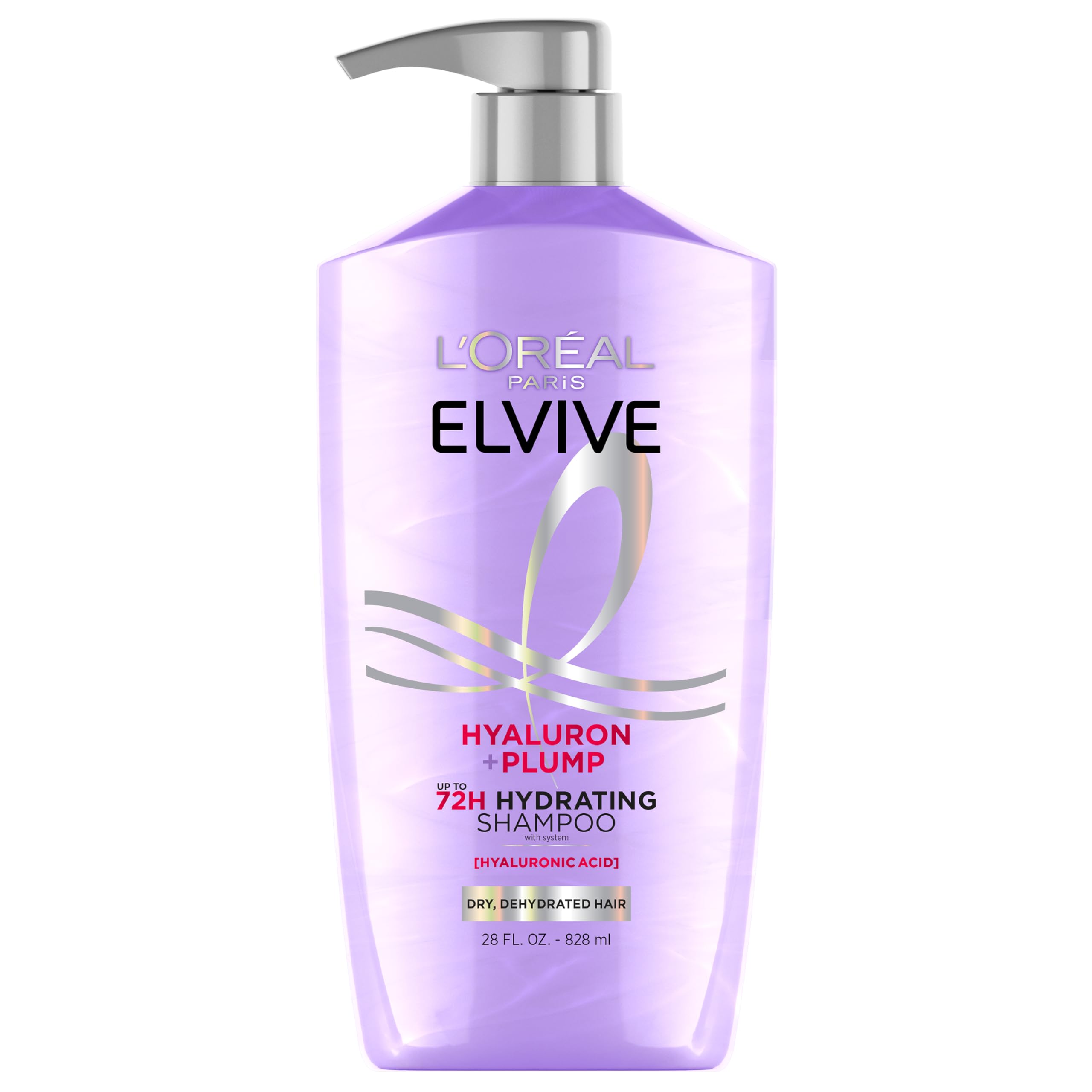 L'Oreal Paris Elvive Hyaluron Plump Hydrating Shampoo for Dehydrated, Dry Hair Infused with Hyaluronic Acid Care Complex, Paraben-Free, 26.5 Fl Oz
