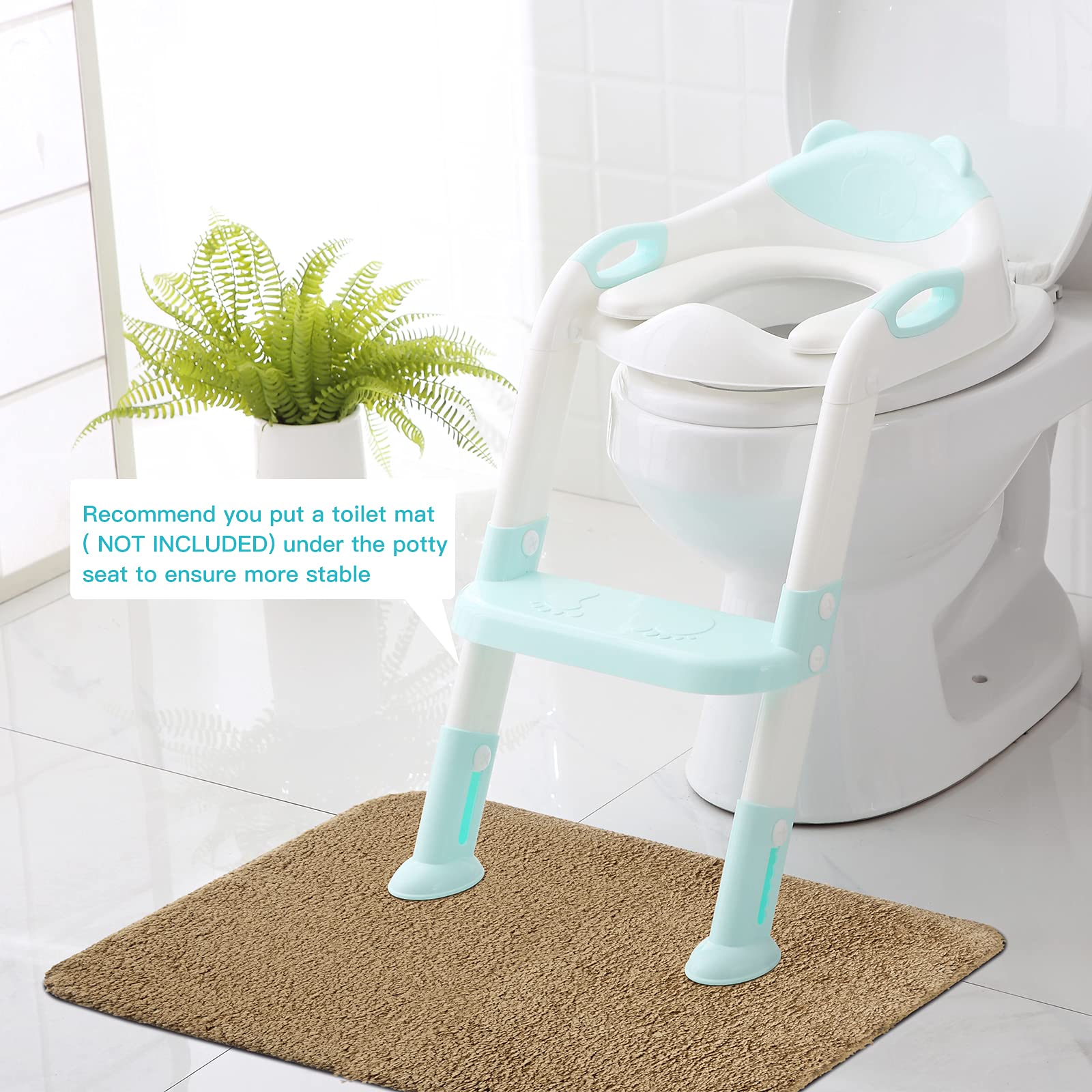 Potty Training Seat with Step Stool Ladder, SKYROKU Potty Training Toilet for Kids Boys Girls Toddlers - Comfortable Safe Potty Seat with Anti-Slip Pads Ladder Blue