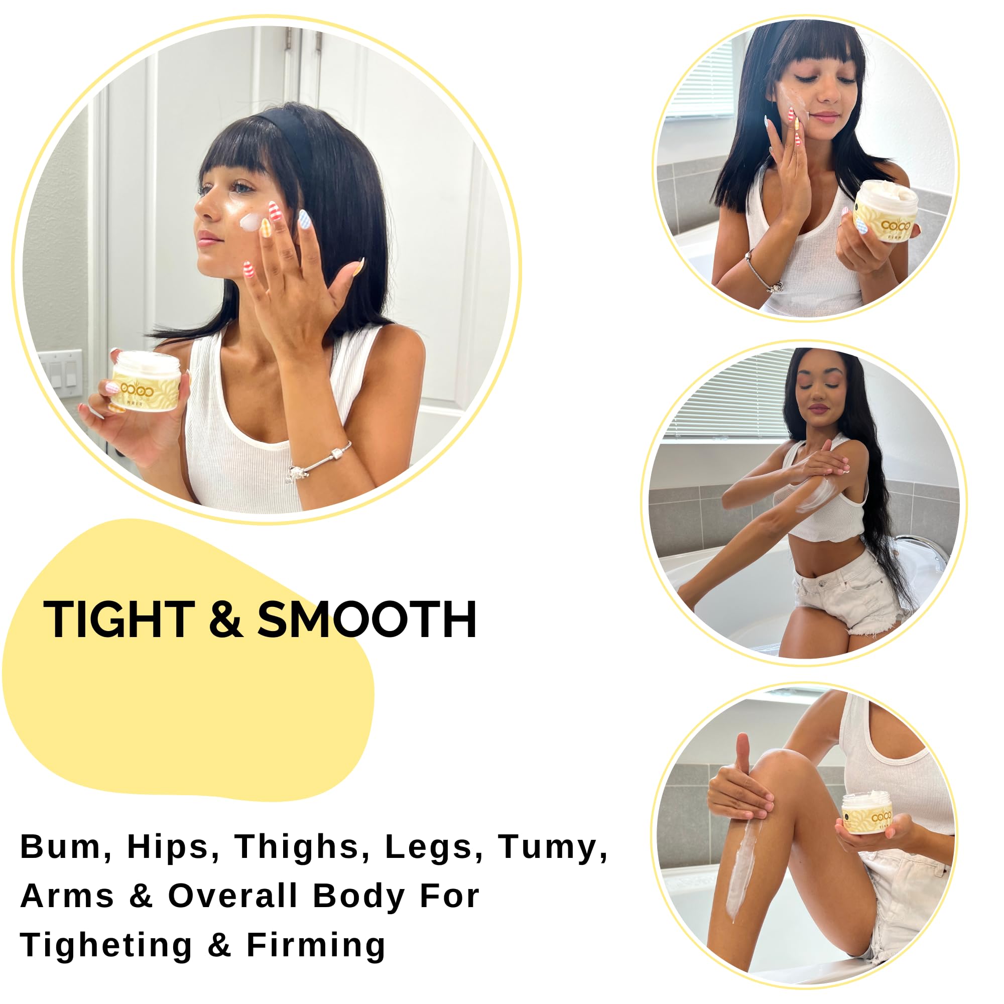 Cocobliss Skin Tightening Cream - Firming Lotion and Moisturizer for Bums, Legs, Tummy & Body - Hydrating with Guaraná, Coco Butter, Açaí Oil - Beautiful Glow and Vanilla Scent For men & women