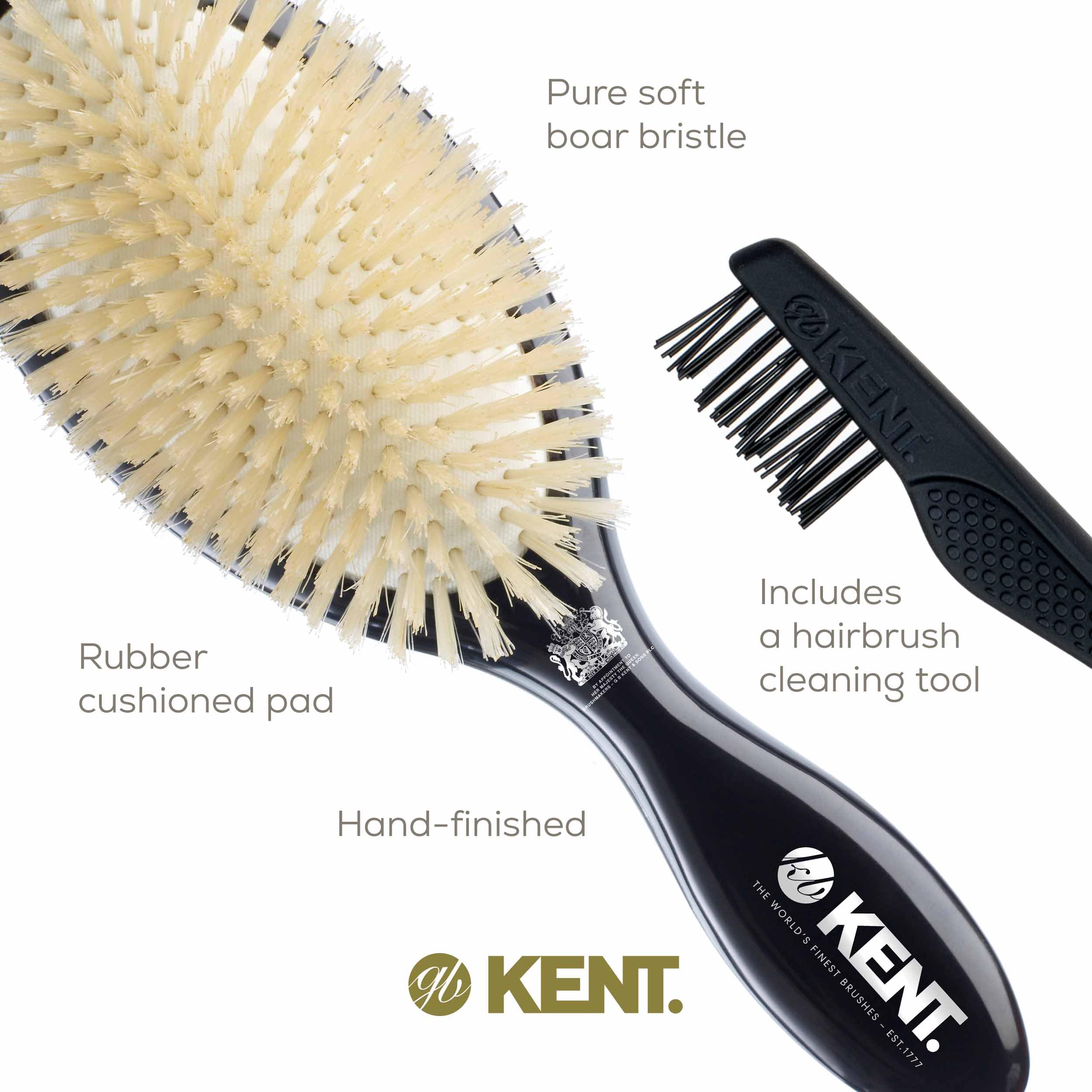 Kent CSGS Ruby Pure Soft White Natural Bristle Small Dressing & Styling Premium Brush