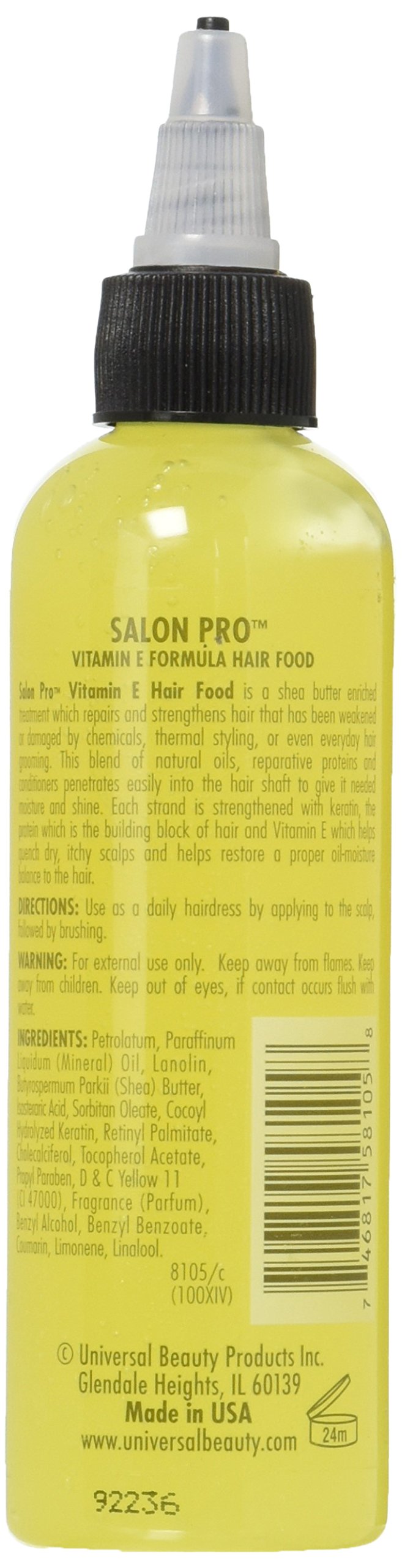 Salon Pro Hair Food, Vitamin E Formula With Shea Butter, 4 Ounce