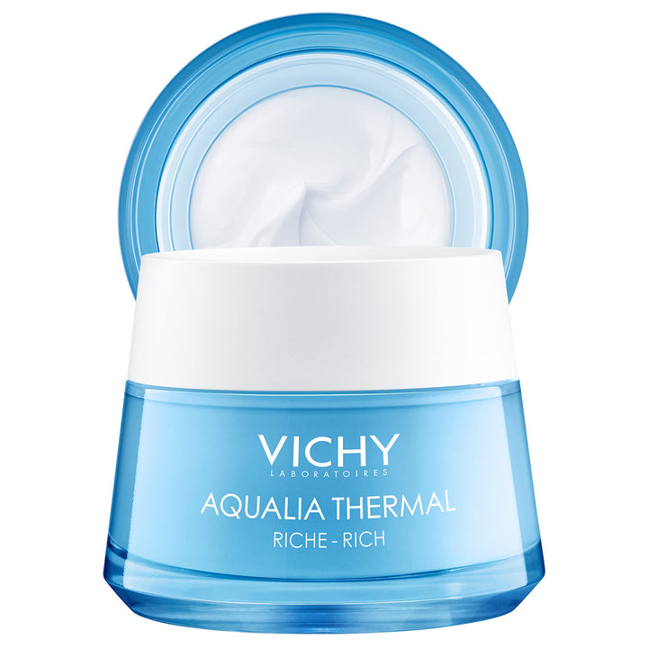 Vichy Aqualia Thermal Rich Face Cream Moisturizer for Dry and Extra-Dry Skin, Facial Moisturizer with Hydrating Natural Origin Hyaluronic Acid, Soothe and Moisturize, Paraben-Free