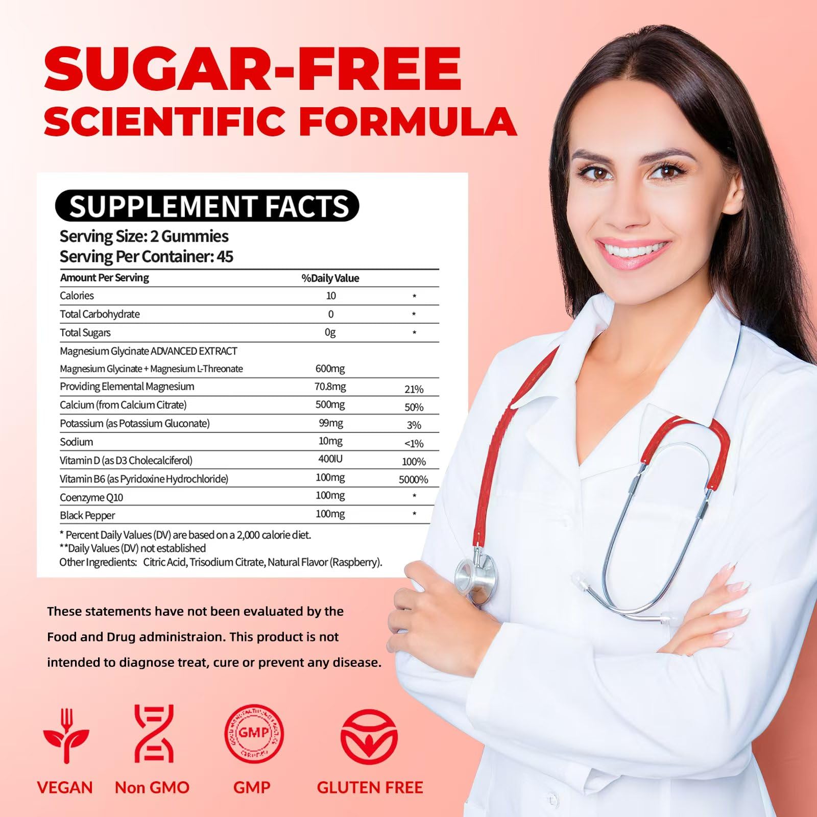 Magnesium Glycinate Gummies 400mg for Adult & Kids,90 Ct Sugar Free Magnesium Gummies with Potassium Magnesium Supplement for Women & Men,Sleep Msucle & Engergy Support,Raspberry Flavor