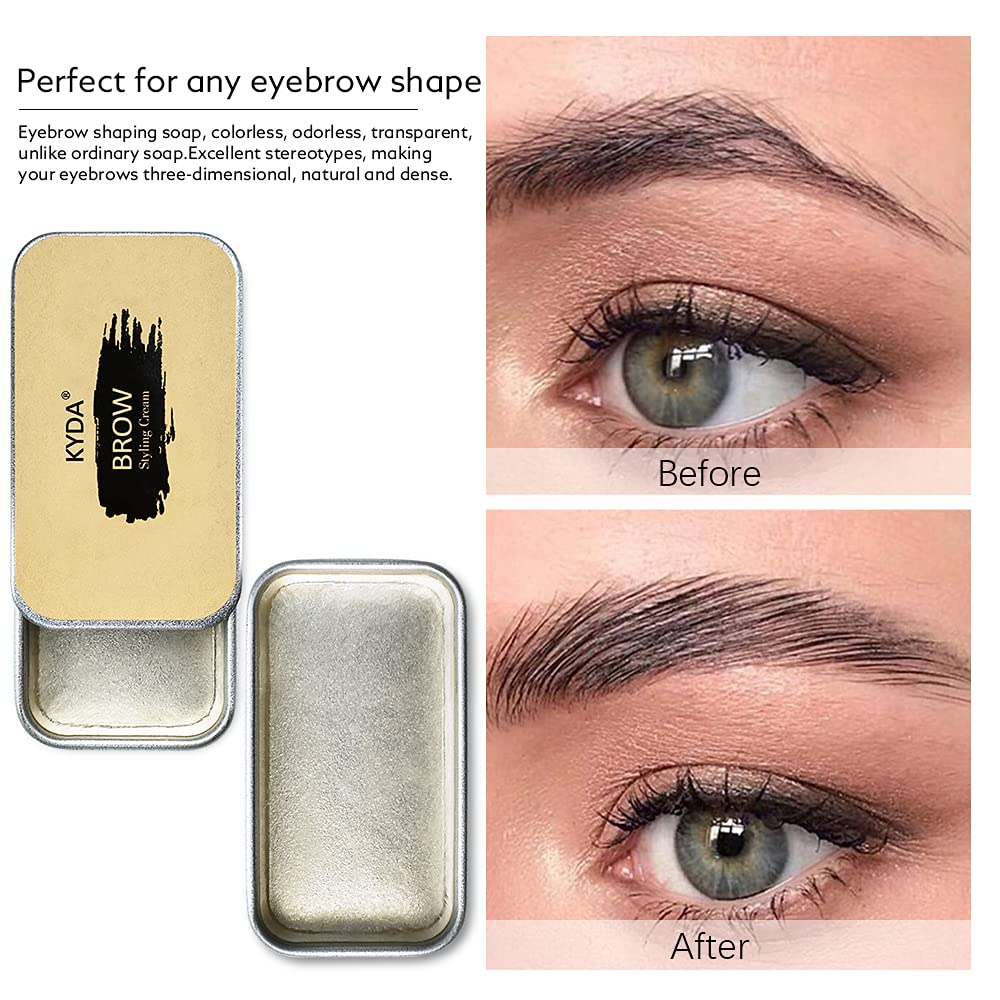 Ownest 2PCS Eyebrow Soap Kit,Brows Styling Soap,Long Lasting Waterproof Smudge Proof Eyebrow Styling Pomade for Natural Brows, 3D Feathery Brows Makeup Balm