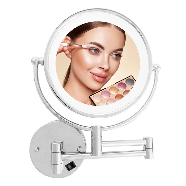 Danielle Revolving Wall-Mounted Day/Night Lighted Mirror, 10X Magnification, Chrome