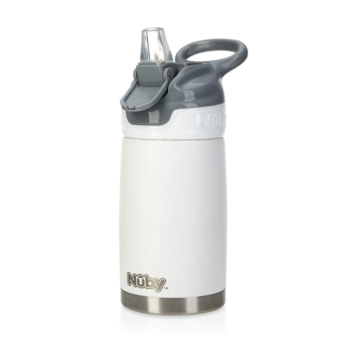 Nuby Thirsty Kids No Spill Flip-It Reflex Stainless Steel Travel Cup or Water Bottle - 10 Oz - 18+ Months - Pink