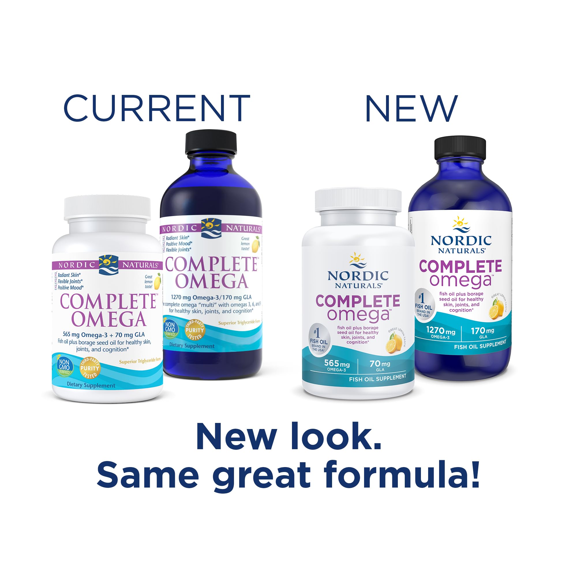 Nordic Naturals Complete Omega, Lemon Flavor - 8 oz - 1270 mg Omega-3 - EPA & DHA with Added GLA - Healthy Skin & Joints, Cognition, Positive Mood - Non-GMO - 48 Servings