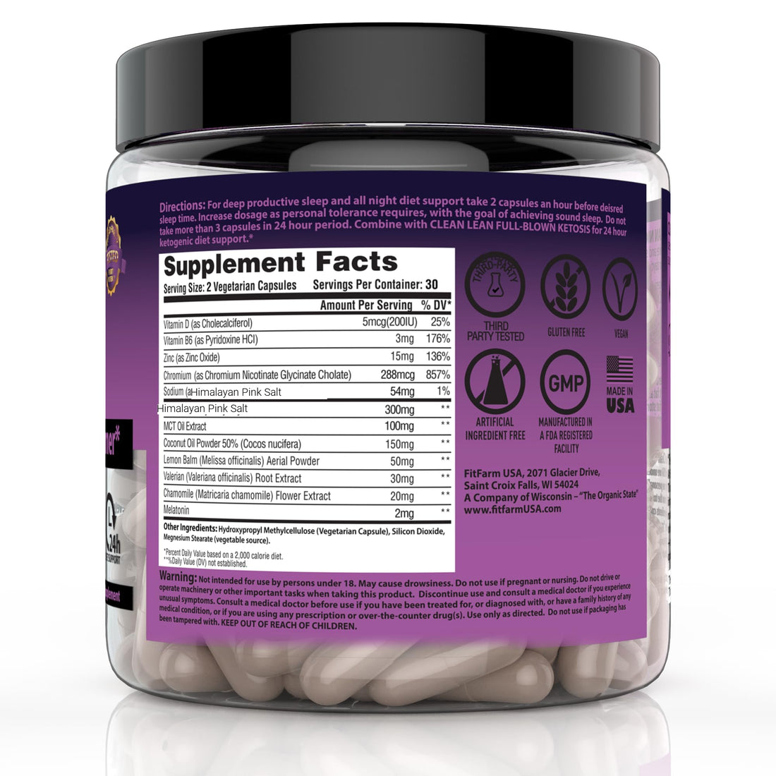 CLEAN+LEAN NIGHT KETO: First Ever Overnight Ketogenic Fat Burner & Sleep Aid | BHB Ketones + MCT Oil Extract + Vitamins & Minerals | 24 HR Diet Sleep Great Lose Weight | All Natural & GF | 60 Caps