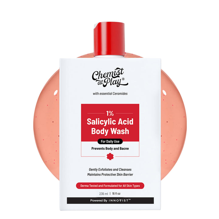 Chemist at Play 1% Salicylic Acid Body Wash Helps Prevent Back & Body Acne Smoothens Bumpy Texture | For Sweaty Oily Normal And Dry Skin | Paraben And SLS Free Suitable For Men And Women (7.9 Ounce)