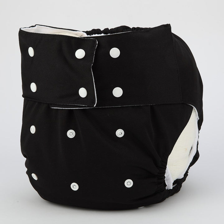Sigzagor Teen Adult Cloth Diaper Nappy Reusable Washable for Disability Incontinence Men (Black)