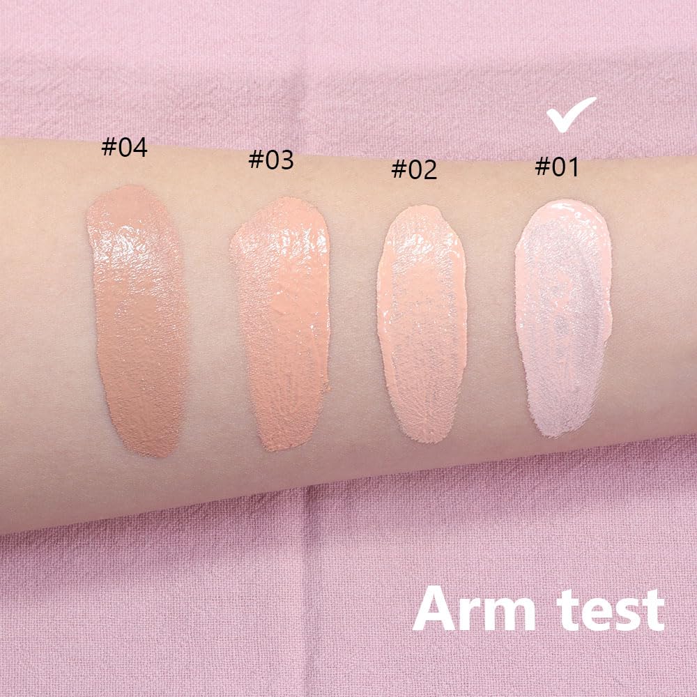 2 Pack Liquid Foundation Cream with Foundation Brush for Face Makeup,Durable Full Coverage Matte Concealer Make Up,Oil Control & Waterproof Base Primer -1 Fl.Oz (#01)