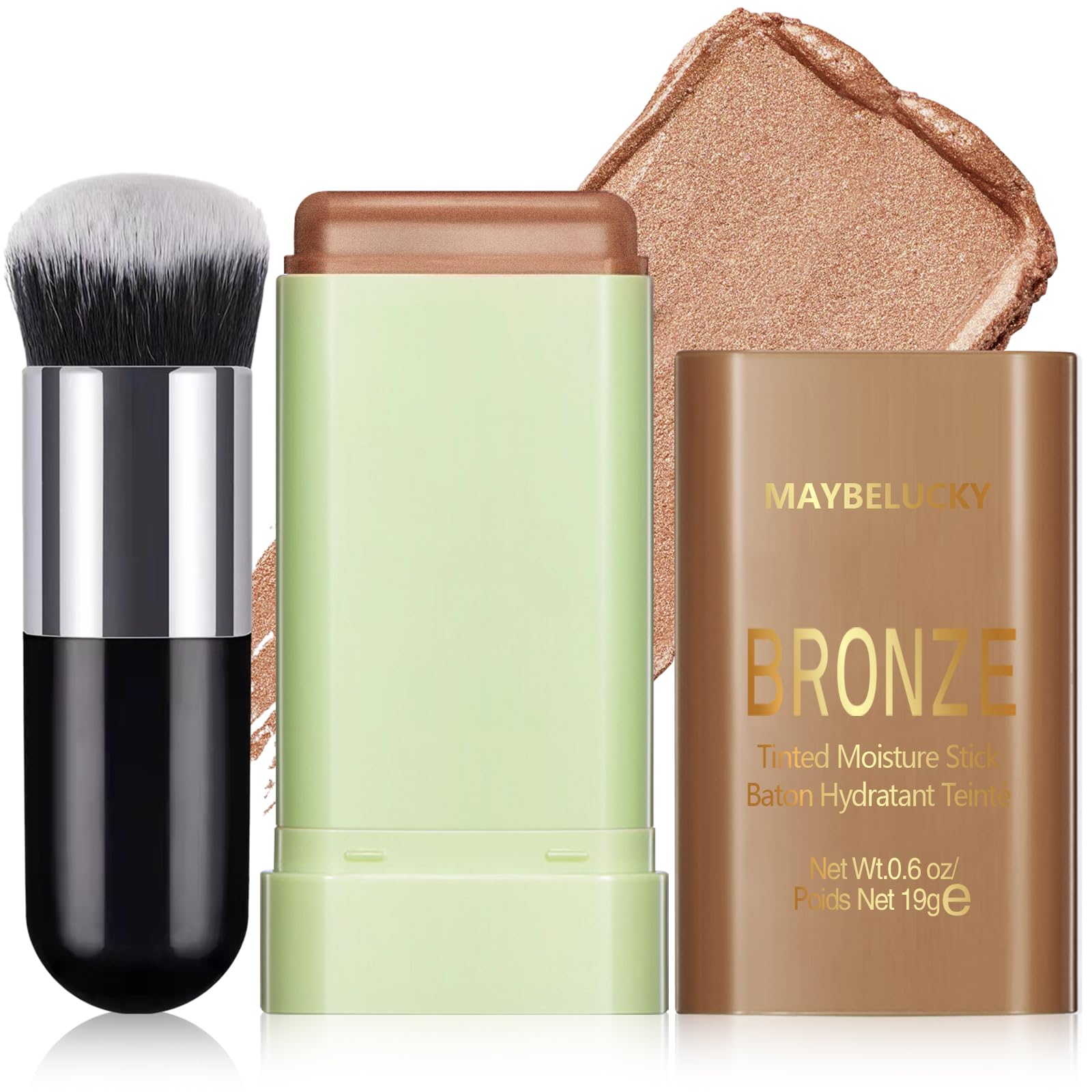 HOSAILY Cream Contour Stick for Cheeks Tint, Multi-Use Makeup Highlighter Blush Bronzer Stick, Natural Glow Solid Moisturizer Stick Blendable Illuminator On-the-Go Shimmer Cream Contour Makeup-02