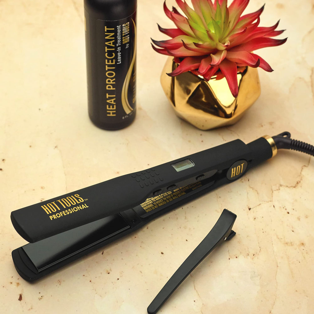 Hot Tools HOT TOOLS Professional Black Gold Digital Salon Flat Iron, 1.25 Inch