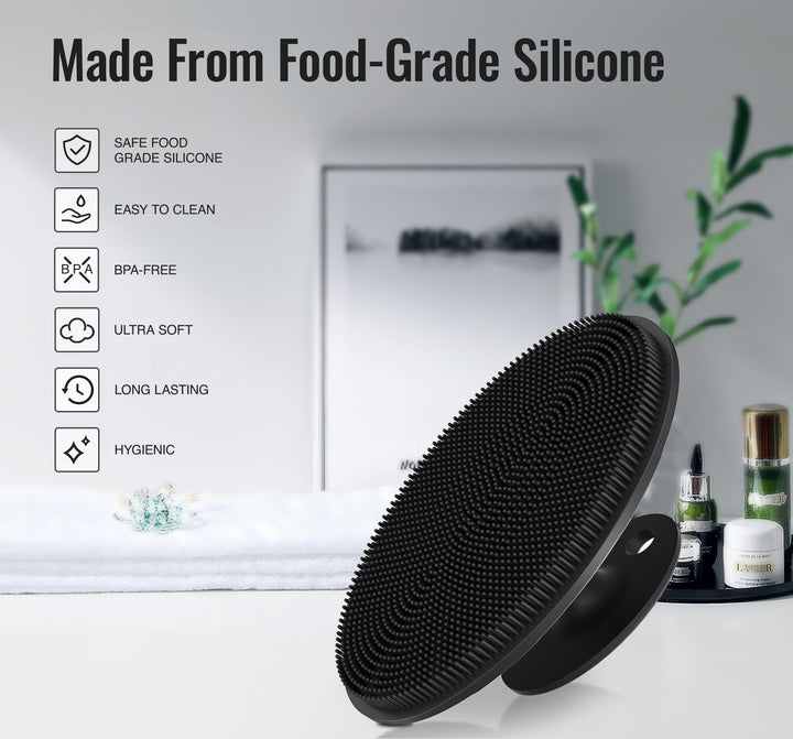 Ithyes Silicone Body Scrubber Exfoliating Body Brush for Men Women Lathers Well Easy to Clean More Hygienic Than Loofah Shower Scrubber Face Scrubber for Sensitive Skin 1 Pack (Black)