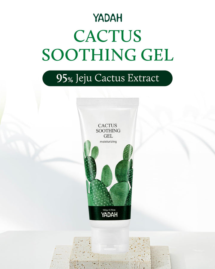 YADAH Cactus Soothing Gel (8.45fl oz) - Sunburn Relief, Calm, Cool & Soothe Irritated Skin, Face Redness. Korean Skin Care. 95% Cactus Extract, Vegan.