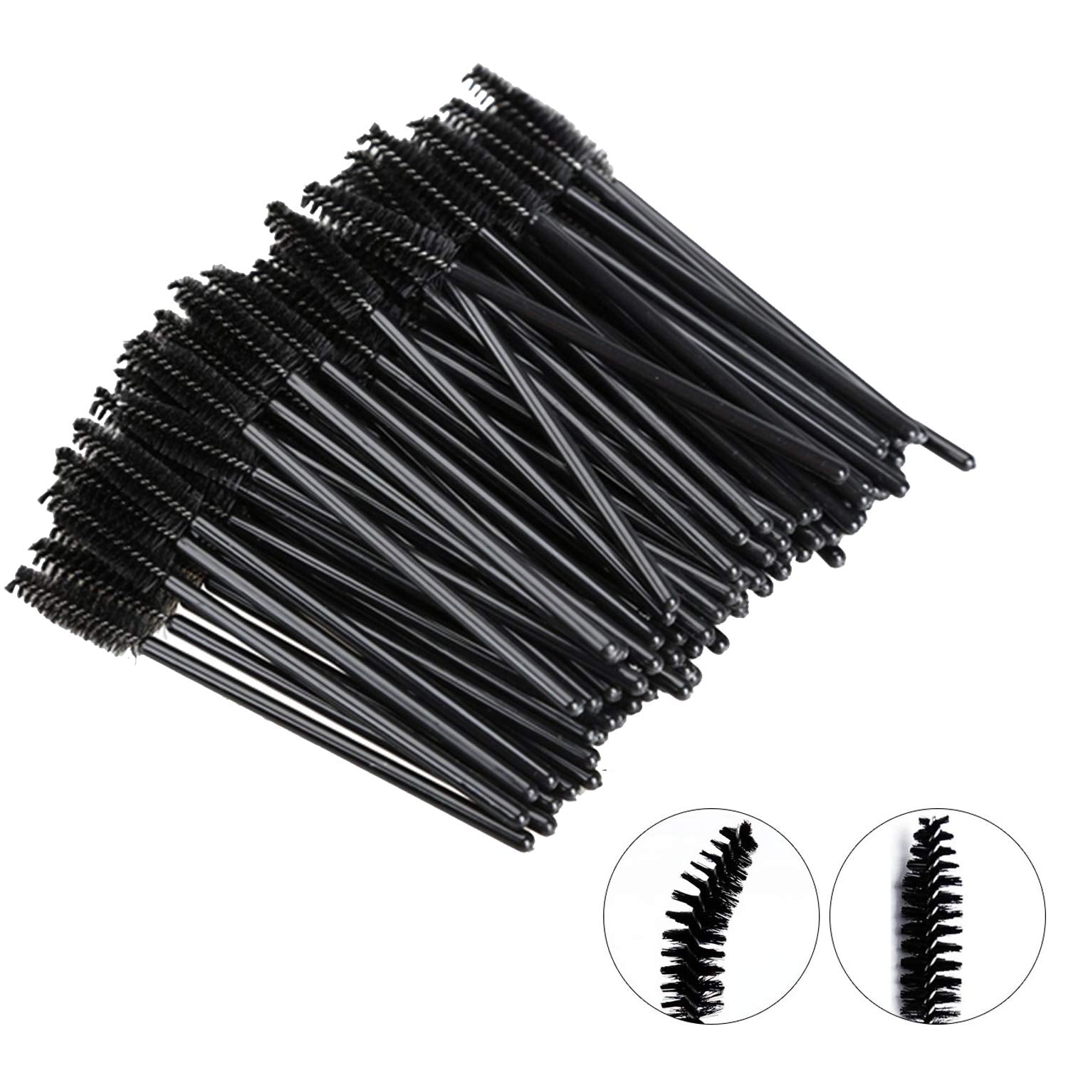 GUMIKE 100 Pcs Disposable Eyelash Mascara Brushes for Eye Lashes Extension Eyebrow and Makeup (Black)