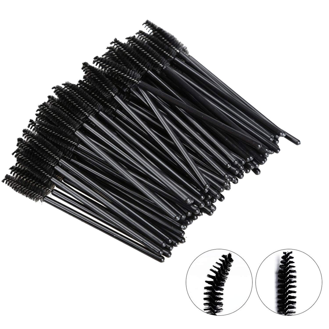 GUMIKE 100 Pcs Disposable Eyelash Mascara Brushes for Eye Lashes Extension Eyebrow and Makeup (Black)