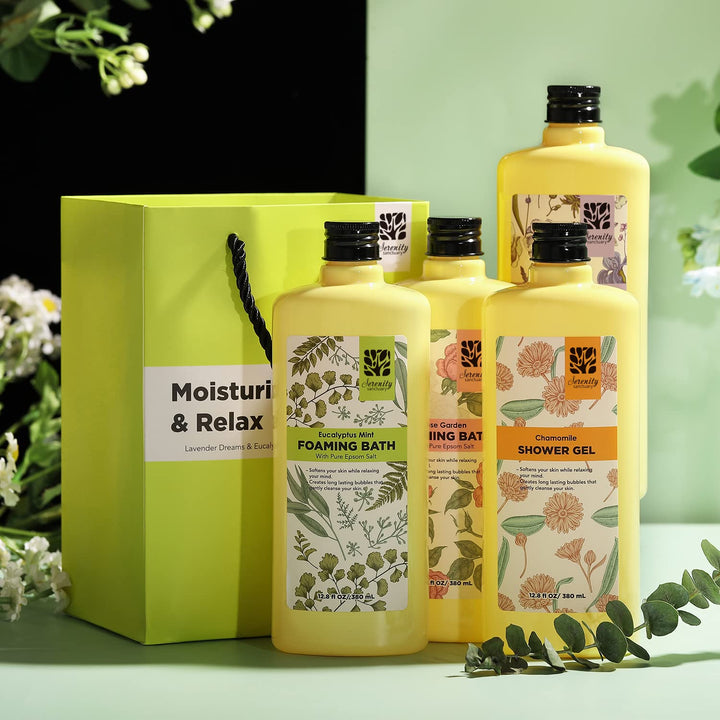 Bubble Bath for Women Adults, Scented Bubble Bath Gift Set for Women, 51.2 fl oz (Pack of 4), with Shower Gel, Ladies Foaming Bath Variety, Mother's Day Gift for Mom