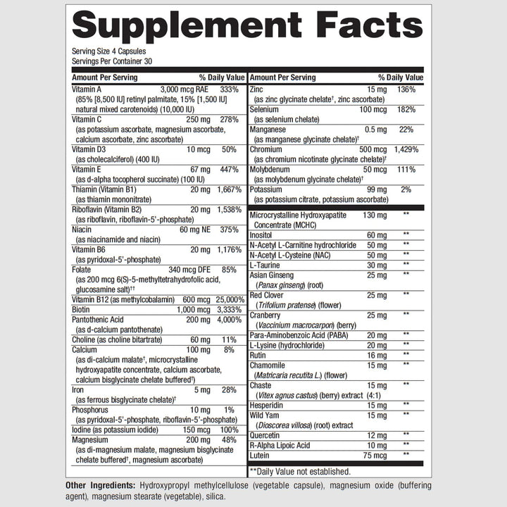PureFormulas PureMulti for Women - Comprehensive Multivitamin for Women with Essential Nutrients and Herbal Support Womens Daily Multivitamins for Nutritional Support Non-GMO - 120 Capsules