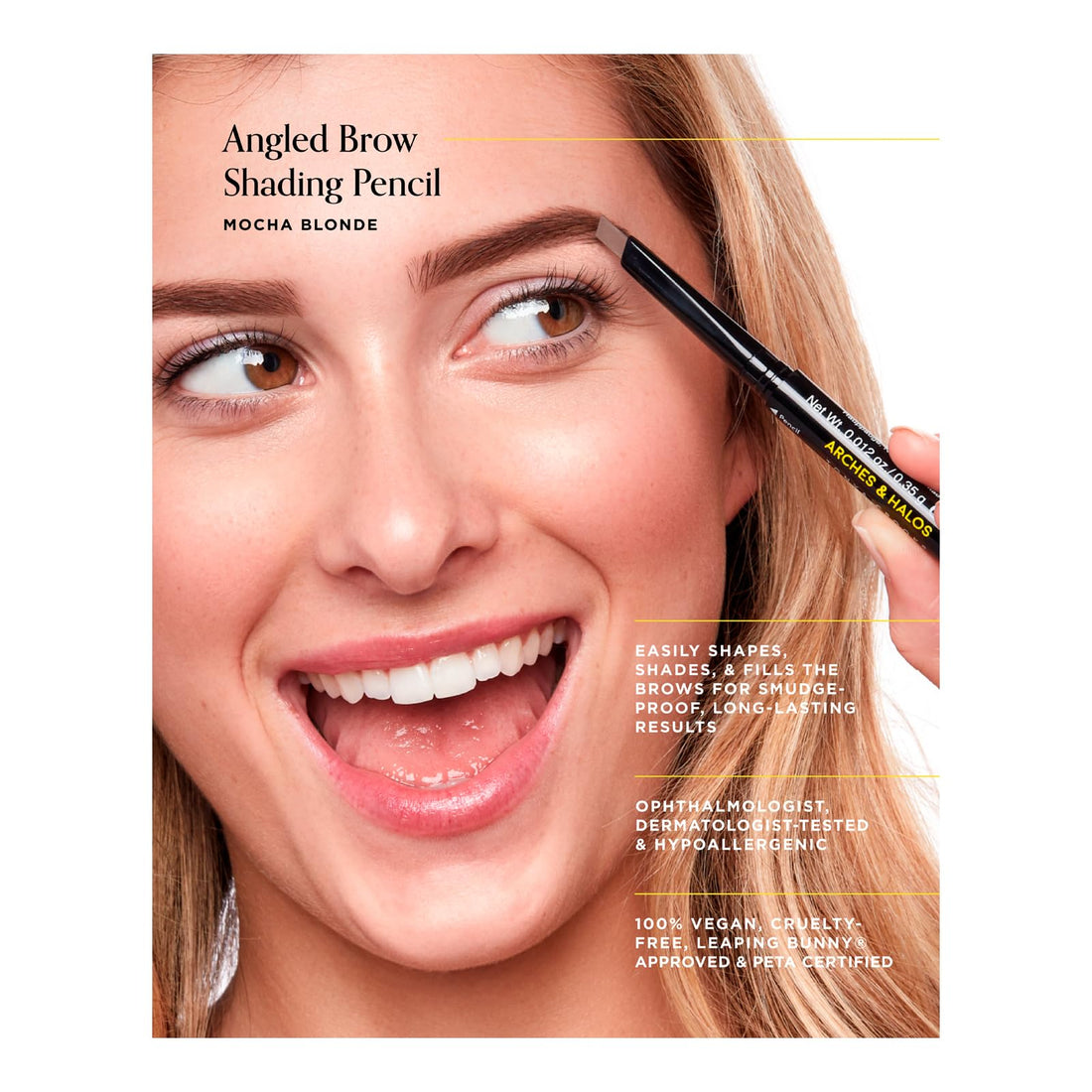 Arches & Halos Angled Brow Shading Pencil in Mocha Blonde, 0.04 oz
