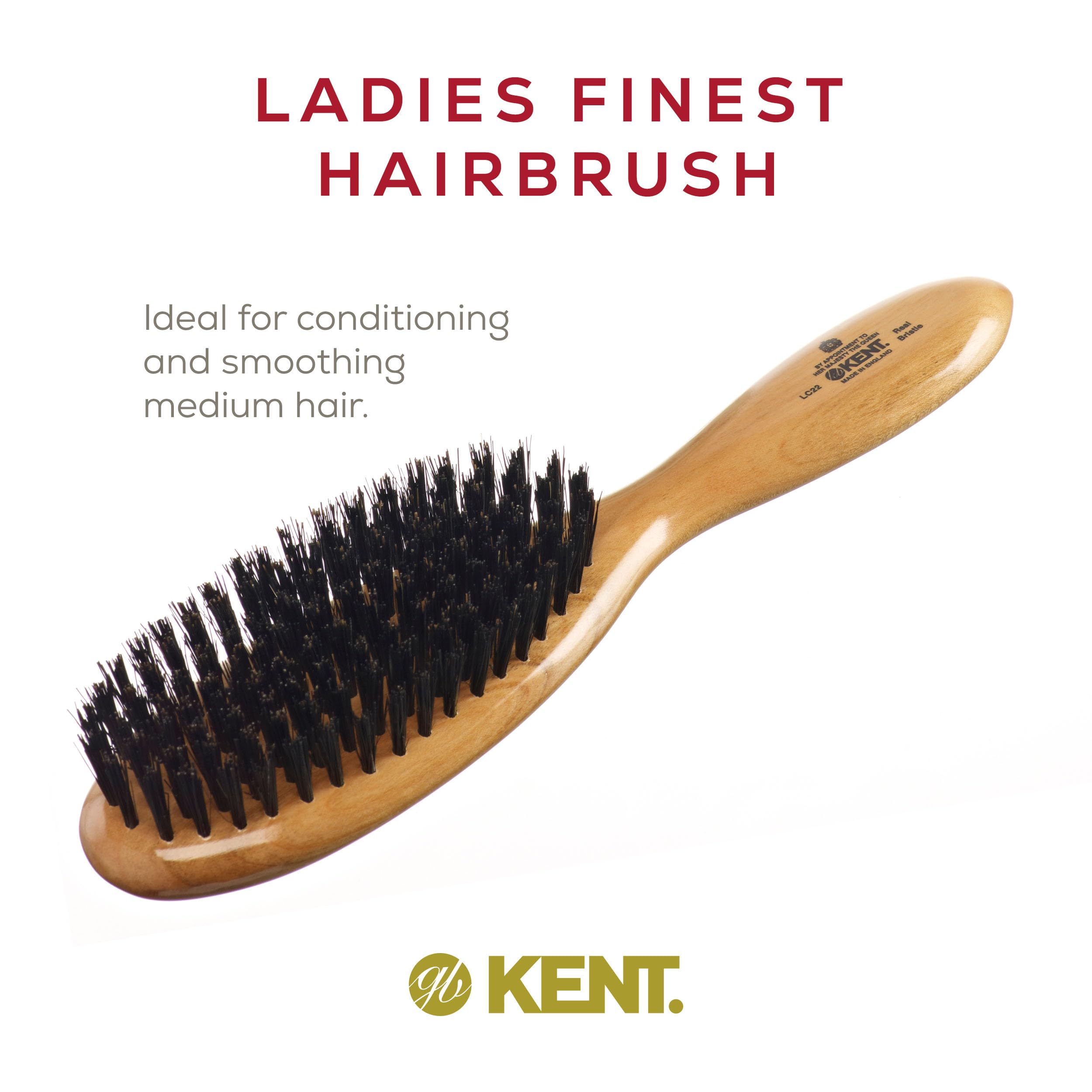 Kent Brushes Oval Cherry Wood Hairbrush, LC22, 6 Ounce