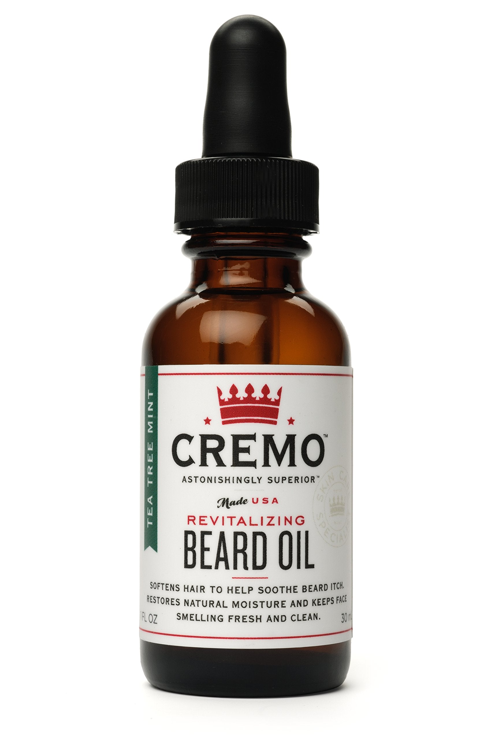Cremo Revitalizing Beard Oil, Astonishingly Superior, 1 Ounce Bottle, Tea Tree Mint Scent