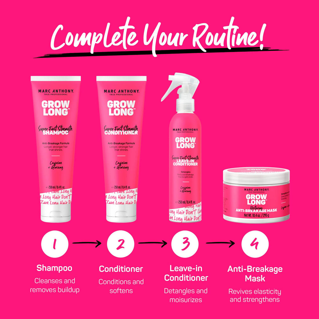 Marc Anthony Leave-In Conditioner Spray & Detangler, Grow Long Biotin, 2-pack - Anti-Frizz Deep Conditioner For Split Ends & Breakage - Vitamin E, Caffeine & Ginseng for Curly, Dry & Damaged Hair