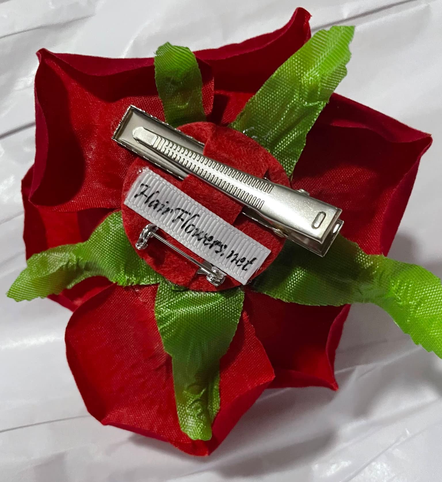 Dark Red Velvet Rose Hair Flower Clip 3-in-1